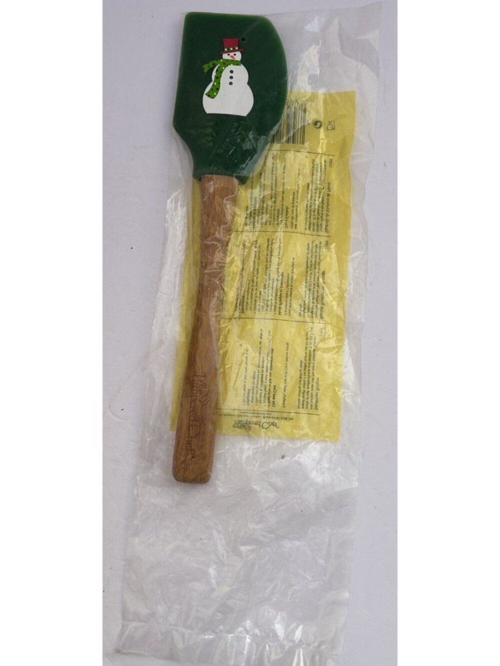 New The Pampered Chef Green Snowman Wooden Scraper 2012 Kitchen Tools